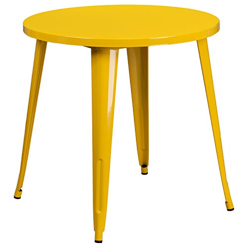 Flash Furniture 30'' Round Yellow Metal Indoor-Outdoor Table