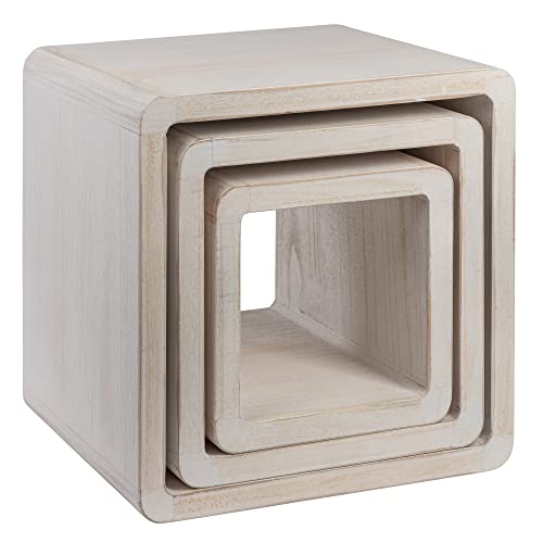 NEG® Tisch-Set VINUJA aus Holz - dreiteilige Beistelltische - Shabby chic Weiss - ideal für Ihr Zuhause - Wohnzimmertisch oder Nachttisch aus Echtholz - die perfekten Deko-Tische