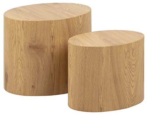 AC Design Furniture Rico Couchtisch 2er Set, B: 48 x H: 40 x T: 33 cm und B: 40 x H: 33x T: 24,5 cm, Wildeiche Optik, Holz, 2 Stk