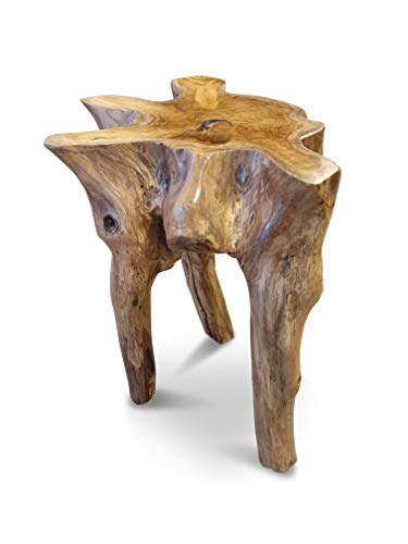 Kinaree Teak Wurzelholz Massivholz Podest Mekong - Holz Beistelltisch aus Einer Teakholz Wurzel als Blumenständer oder Nachttisch in rustikaler Optik