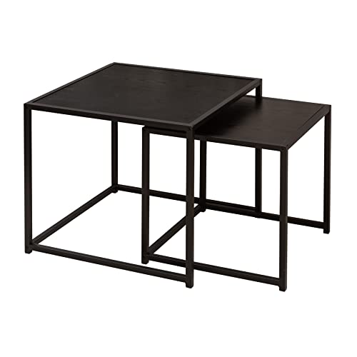 Riess Ambiente Design Beistelltische 2er Set Slim LINE 50cm Esche schwarz Industrial Stil Tischset Satztische Wohnzimmertisch Tische Couchtisch