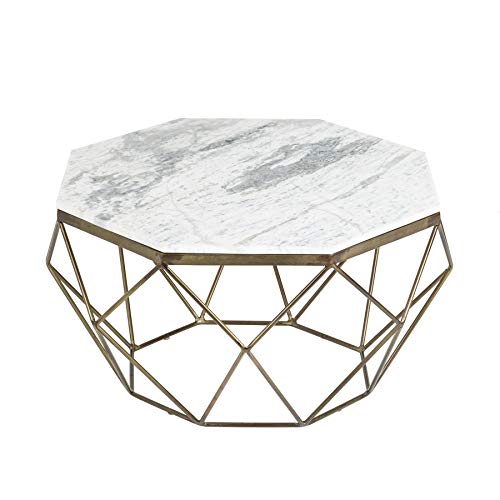 Riess Ambiente Eleganter Couchtisch Diamond 70cm weiß Messing mit Marmorplatte Wohnzimmertisch Tisch