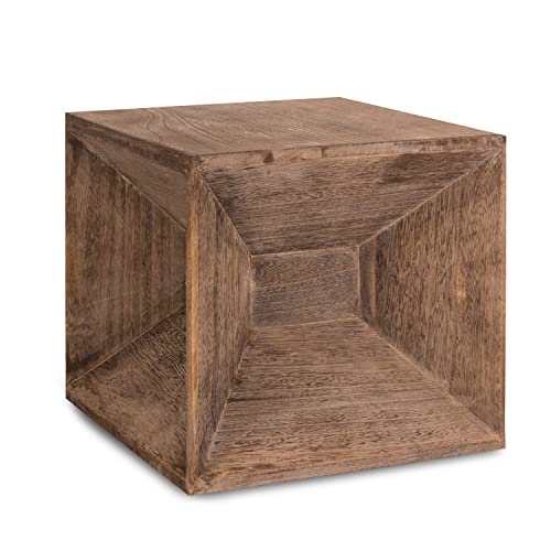 Homestyle4u 1772, Hocker Holz Sitzwürfel Sitzhocker Würfel Cube Nachttisch Braun Grau Vintage