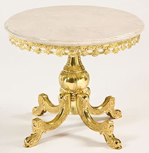 Casa Padrino Luxus Barock Beistelltisch Gold/Cremefarben Ø 52 x H. 50 cm - Runder Messing Tisch mit Marmorplatte - Barock Wohnzimmer Möbel - Luxus Qualität