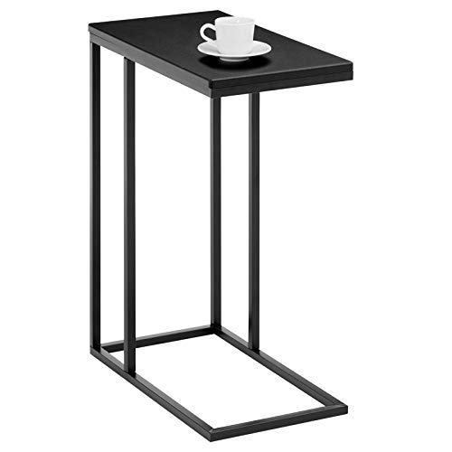 IDIMEX Beistelltisch Debora, praktischer Wohnzimmertisch in C-Form, schöner Couchtisch Tischplatte rechteckig in schwarz, eleganter Sofatisch mit Metallgestell in schwarz