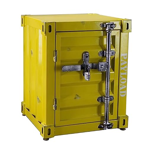 SBOJI Nachttisch Nachttisch Industrie-Stil Beistelltisch Eisen Nachttisch for Wohnzimmer Container Metall Aufbewahrungsschrank (Color : Gelb, S : 41 * 38 * 51cm)