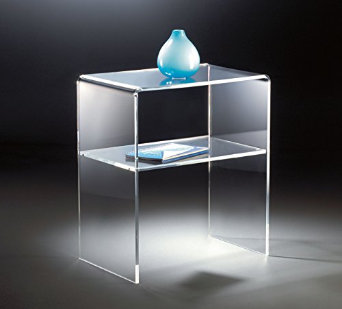 HOWE-Deko Hochwertiger Acryl-Glas Beistelltisch/Nachttisch/ Endtisch, klar, 50 x 38 cm, H 60 cm, Acryl-Glas-Stärke 10 mm