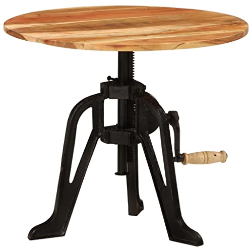 Möbel Beistelltisch 60x(42-62) cm Massivholz Akazie und Tische aus Gusseisen