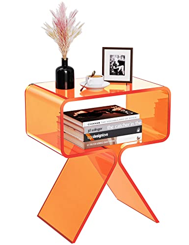 Solarium Acryl Nachttisch Beistelltisch Modernes Design Clear Home Decor Display Endtisch (Orange)