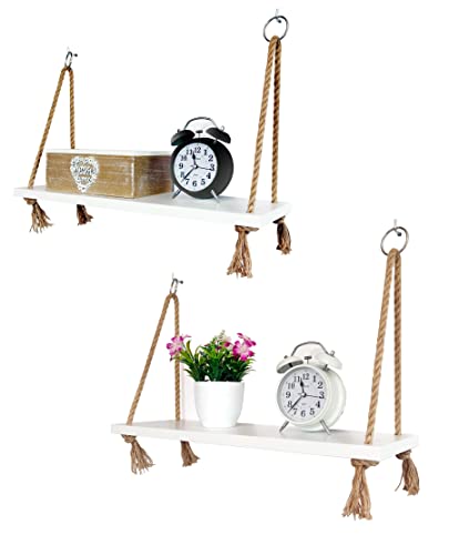 Nachttisch mit Seil modernes skandinavisches Design Beistelltisch hängend Wandnachttisch Nachtkonsole Nachtkommode