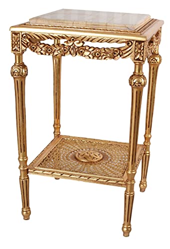 Beistelltisch Barock Tisch mit Marmorplatte Gold Blumentisch Sofatisch bar052 Palazzo Exklusiv