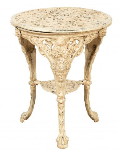 Biscottini Tisch aus Gusseisen mit Antik-Oberfläche, 70 x 60 cm, Beistelltisch für den Außen- und Innenbereich, dekorativer Tisch von Hand gefertigt