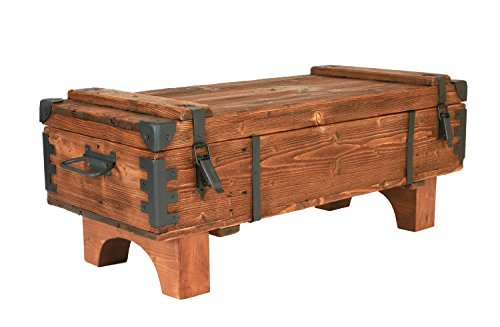 Alte Truhe Kiste Tisch Shabby Chic Holz Beistelltisch Holztruhe Couchtisch 39 cm Höhe / 41 cm Tiefe / 97 cm Breite