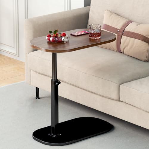 C-Tisch-Beistelltisch, dünner Beistelltisch, höhenverstellbar, um 360° drehbarer TV-Tabletttisch, darunter verschiebbare Couchtische, kleine Couchtische für kleine Räume, Getränketisch, Snack-Tisch,