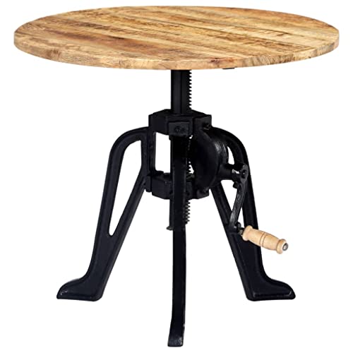 Möbel, Tische, Akzenttische, Beistelltische, Beistelltisch, 60 x (46–63) cm, massives Mangoholz und Gusseisen,