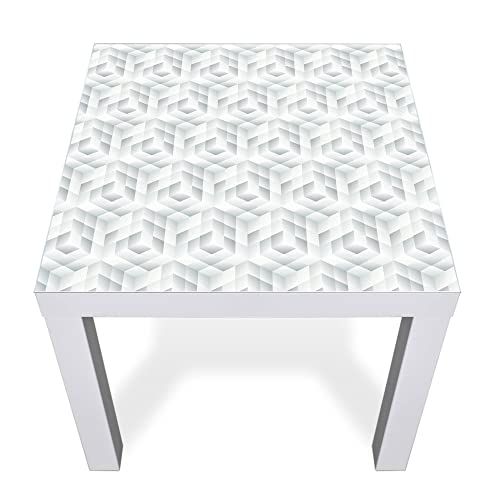 banjado® Glasplatte mit Motiv Würfel Grau für Tisch 55 x 55 cm/Tischplatte aus Sicherheitsglas kompatibel mit IKEA Tisch Lack/Tischplatte Glas für Beistelltisch, Couchtisch/Tisch Platte