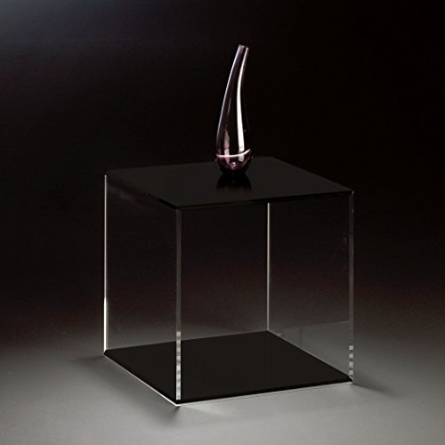 HOWE-Deko Hochwertiger Acryl-Glas Würfel/Beistelltisch, 4-seitig, klar/schwarz, 35 x 35 cm, H 35 cm, Acryl-Glas-Stärke 8 mm