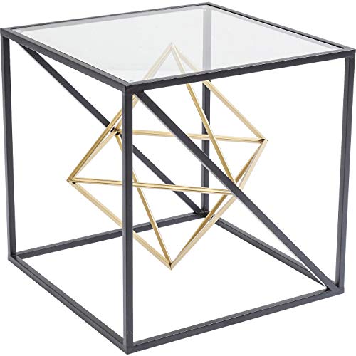 Kare Design Beistelltisch Prisma, kleiner, edler Couchtisch aus Glas, Tisch mit Metall-Streben, Couchtisch, Wohnzimmer, Sofatisch, (H/B/T) 45x45x45cm, Gold