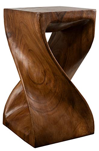Handelsturm Gedrehter Hocker 50 x 28 x 28 cm, Sitz Blumenständer Tisch massiv Holz Design,