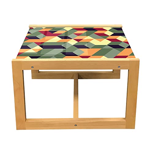 ABAKUHAUS Geometrisch Couchtisch, Abstrakte futuristische Würfel, Acrylglas-Mitteltisch mit Holzrahmen für Büros Wohnheime, Klein Größe, Mehrfarbig