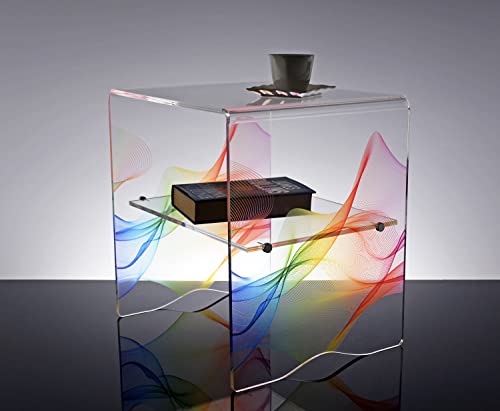 Slato Niedriger Couchtisch im modernen Design aus Plex, transparent mit ungiftigem Druck von Maia