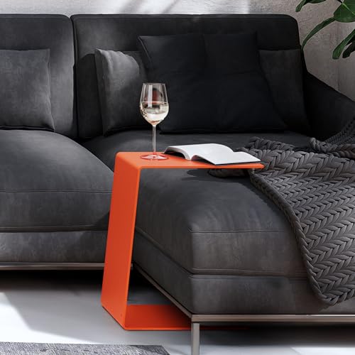 RHEINKANT KÖBES Design Beistelltisch Reinorange, Made in Germany, Beistelltisch Couch C Form aus hochwertigem pulverbeschichtetem Stahl. Exklusiver Couchtisch, Sofatisch, Modern, Nachttisch