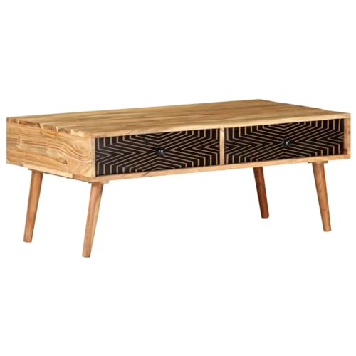 HETFTJN Couchtisch, Sofatisch Beistelltisch Holz Fernsehtisch Kleiner Tisch Geeignet für Küche Wohnzimmer Balkon Salon 100x50x39 cm Massivholz Akazie