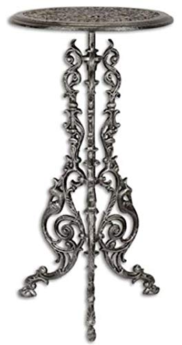 Casa Padrino Jugendstil Beistelltisch Antik Silber H. 69 cm - Runder Gusseisen Blumentisch - Garten & Terrassen Möbel