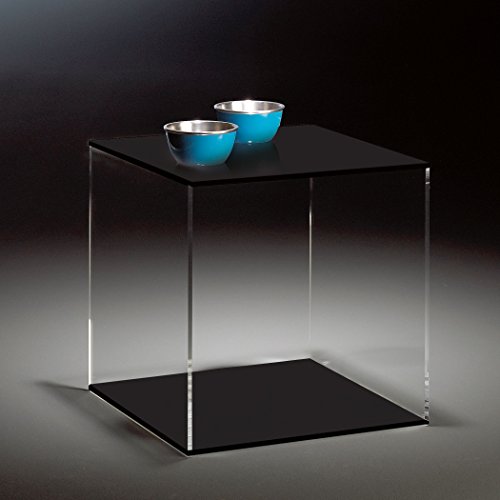 HOWE-Deko Hochwertiger Acryl-Glas Würfel/Beistelltisch, 4-seitig, klar/schwarz, 45 x 45 cm, H 45 cm, Acryl-Glas-Stärke 8 mm