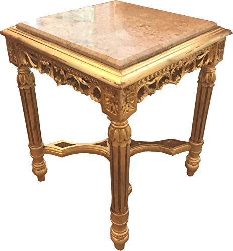 Casa Padrino Barock Beistelltisch Eckig Gold mit Creme Marmorplatte 41 x 41 x H 53 cm Antik Stil - Telefon Blumen Tisch