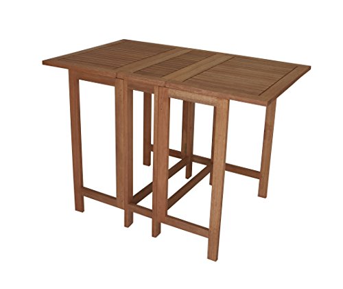 gartenmoebel-einkauf Doppel Klappentisch Balkon Tisch 107x65x74cm rechteckig, Eukalyptus geölt, braun, FSC®-Zertifiziert