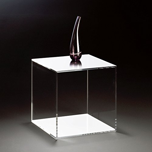 HOWE-Deko Hochwertiger Acryl-Glas Würfel/Beistelltisch, klar/weiß, 35 x 35 cm, H 35 cm, Acryl-Glas-Stärke 8 mm