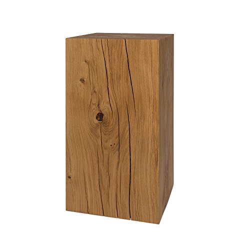GREENHAUS Naturmassivmöbel Holzblock massiv Eiche 25x25x50 cm Handarbeit aus Deutschland Holzklotz Holzhocker Beistelltisch Eiche