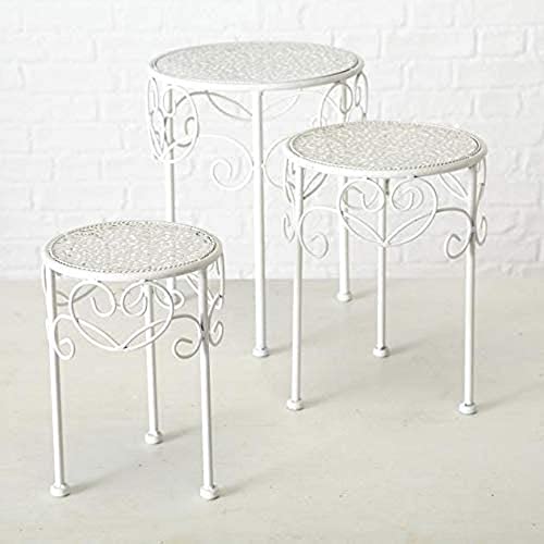 Boltze Tisch Set Lilli (3er Set, Beistelltische aus Metall, Dekoration für Balkon, Wohnung, Terrasse, Deko-Tisch, klassisches Design)