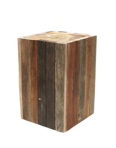 Brillibrum Design Beistelltisch Holz Hocker aus Treibholz Nachttisch Quadratisch Echtholz massiv Ablage Blumenhocker 45 x 30 x 30 cm (H x B x T)