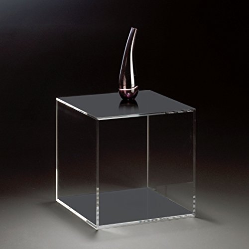 HOWE-Deko Hochwertiger Acryl-Glas Würfel/Beistelltisch, 4-seitig, klar/dunkelgrau, 35 x 35 cm, H 35 cm, Acryl-Glas-Stärke 8 mm