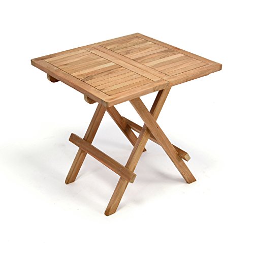 Divero Kindertisch Beistelltisch Balkontisch Teak Holz Tisch für Terrasse Balkon Garten – eckig wetterfest klappbar behandelt – 50 x 50 cm Natur-braun