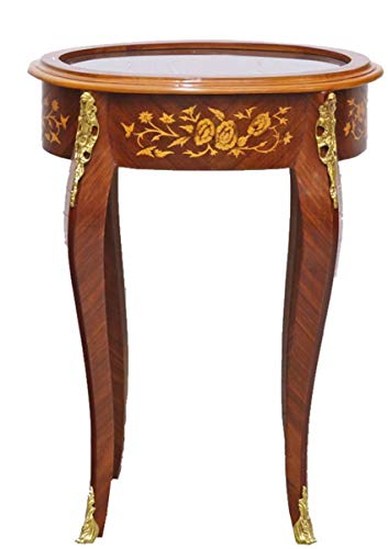 Casa Padrino Barock Beistelltisch Mahagoni Intarsien/Gold H75 x 55 cm   Ludwig XVI Antik Stil Tisch   Möbel