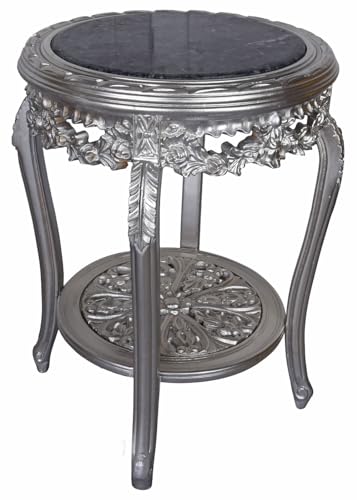 Beistelltisch Antik Tisch Silber Blumentisch Marmorplatte Barock Tisch 57cm bar088 Palazzo Exklusiv