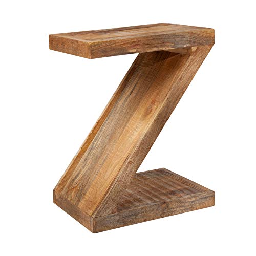 Riess Ambiente Massiver Beistelltisch Z 45cm Mangoholz Z-Form in Handarbeit gefertigt Massivholztisch Tisch