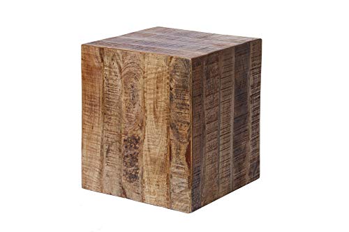 DuNord Design Tisch Würfel Holz Natur 40cm Hocker Mango Massivholz