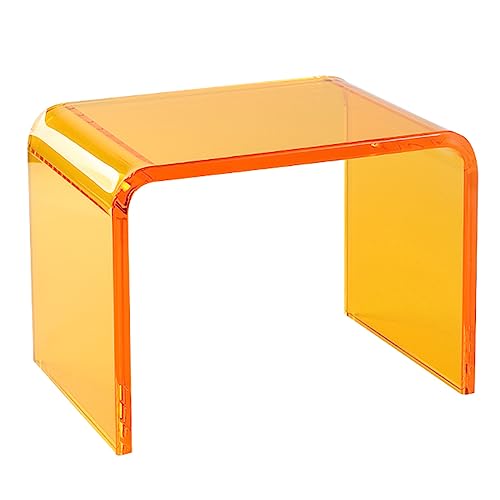 Klar Acryl End Tabelle, U-förmigen Beistelltisch mit abgerundeten Kanten, stilvolle Moderne Couchtisch kleine Räume Schlafzimmer oder Wohnzimmer Möbel(32x23x23.5cm(13x9x 9), Orange)