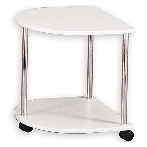 IDIMEX Couchtisch Felina Beistelltisch Wohnzimmertisch Tisch rund mit Rollen und 2 Ablagen in weiß