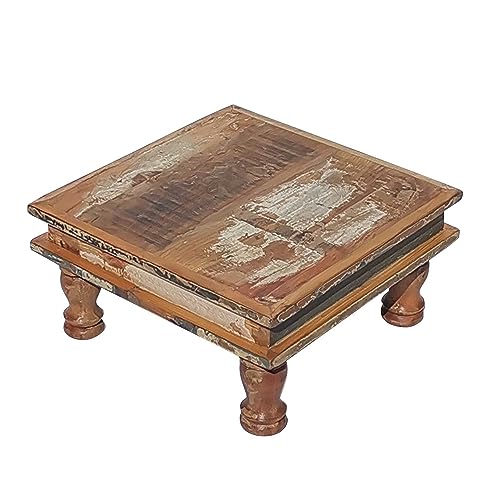 Casa Moro Shabby Chic Tisch Siera S 33x33 cm quadratisch braun bunt aus Altholz gefertigt | Bajot Beistelltisch Vintage Hocker Blumentisch MA5028S
