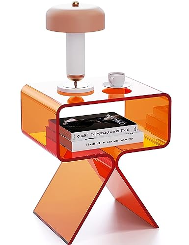 solaround Acryl Nachttisch Beistelltisch Modernes Design Clear Home Decor Display Endtisch (Orange)