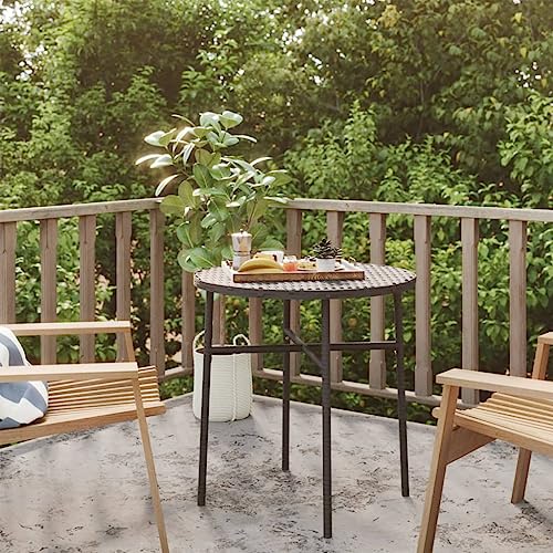 BIGBARLEY Terrassen-Weintische, Outdoor-Couchtische, Balkon-, Terrassen- und Gartentische,Beistelltisc h Schwarz 45 cm Poly Rattan